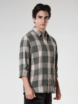 Ambar - Checkered Regular Shirt -Green - Espanshe