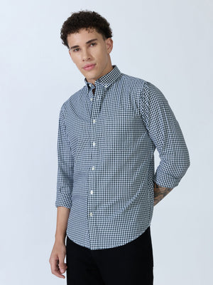Sara - 100% Cotton Gingham Shirt - Dark Green - Espanshe