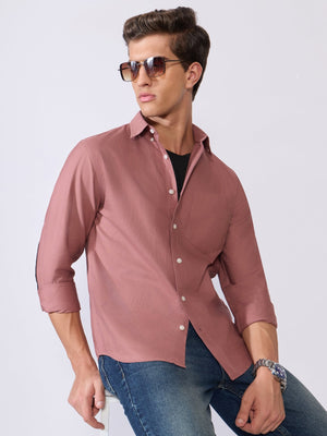 Orbit - Relaxed Fit Oxford Shirt With Elbow Patch - Dusty Rose - Espanshe
