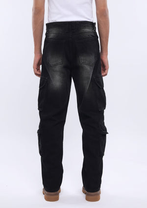Xylare - Relaxed Cargo Jeans - Black Shade - Espanshe