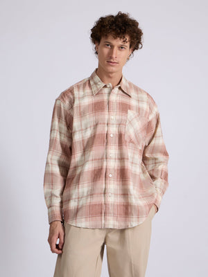 Talbot - Drop Shoulder Checks Shirt - Dusty Rose - Espanshe