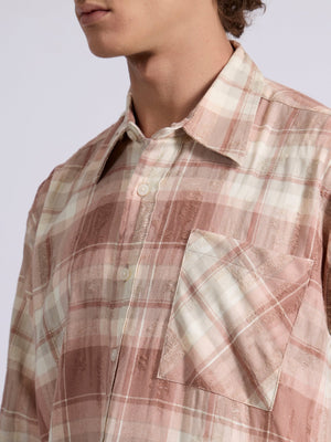 Talbot - Drop Shoulder Checks Shirt - Dusty Rose - Espanshe
