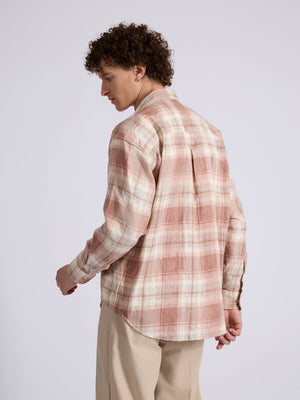 Talbot - Drop Shoulder Checks Shirt - Dusty Rose - Espanshe