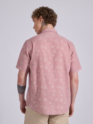 Men's Printed Half Sleeve Shirt in Light Teal Green