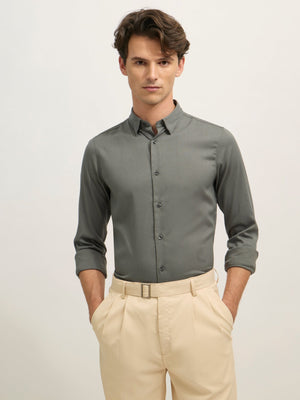 Ivar - Turkish Fit Striped Shirt - Cement Green - Espanshe