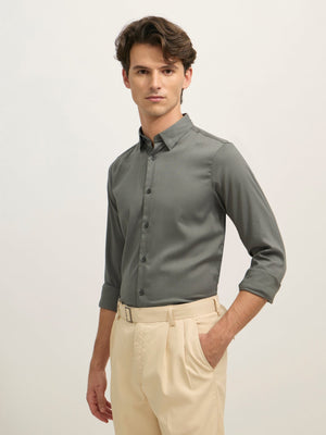 Ivar - Turkish Fit Striped Shirt - Cement Green - Espanshe