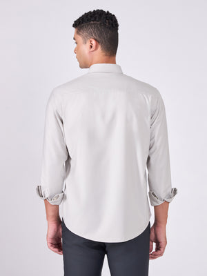 Man wearing Tencel Plain Shirt in Light gray.