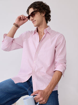 Men's Smart Fit Striped Shirt - Pink