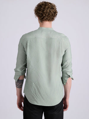 Pryor - Band Collar Plain Shirt - Pista - Espanshe