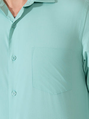 Valerius - Trim Fit Poplin Shirt - Soft Green - Espanshe