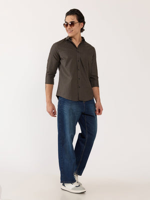 Kola - Turkish Fit Casual Checks Shirt - Brown - Espanshe