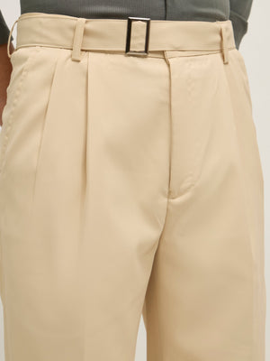 Maximilian - Beltless Formal Pant - Beige - Espanshe