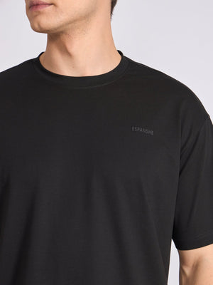 Tibald - Oversized Round neck T Shirt - Black - Espanshe