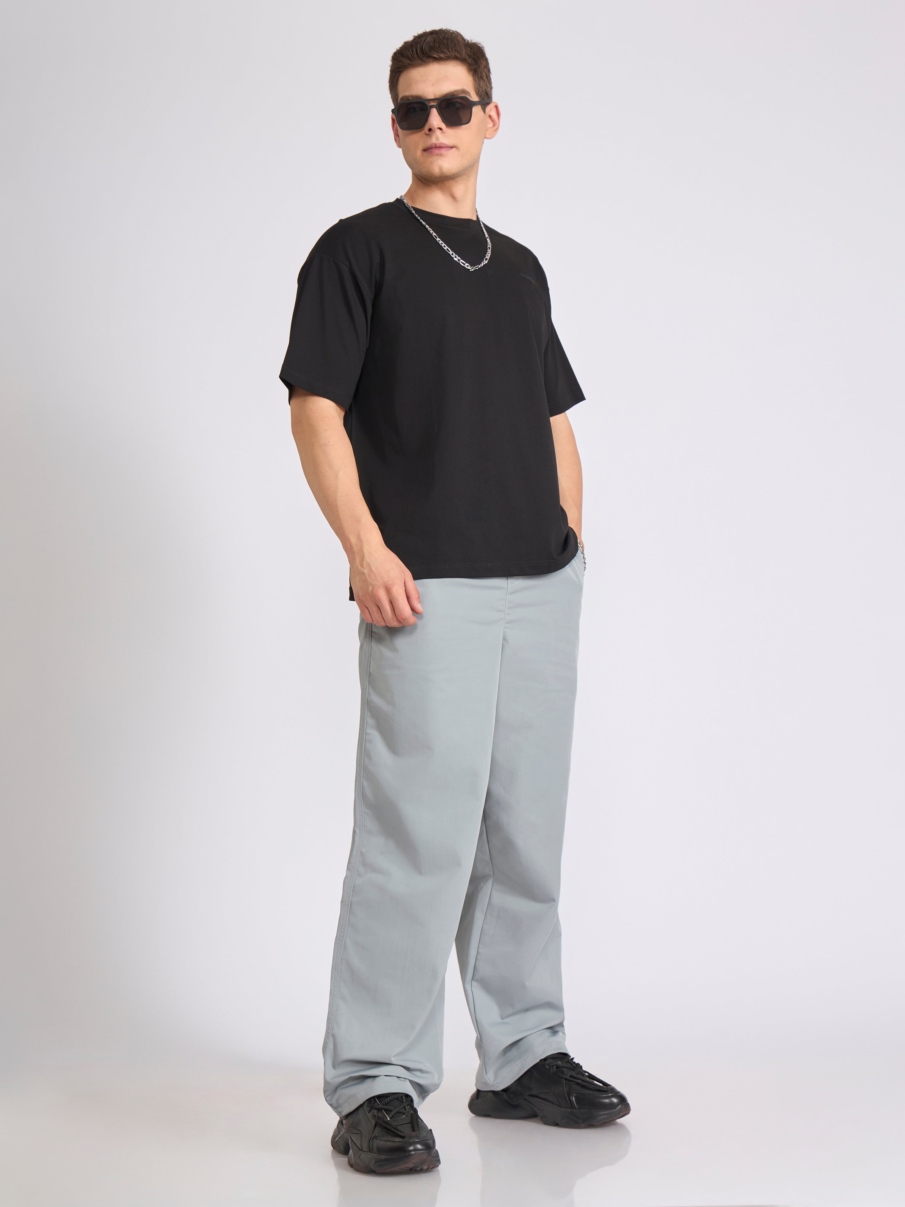 Tibald - Oversized Round neck T Shirt - Black
