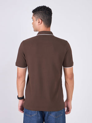 Orwell - Polo T-Shirt with Contrast Tipping - Dark Coffee - Espanshe