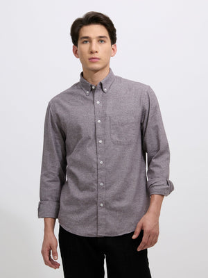Floyd - Brushed Melange Plain Shirt - Brown - Espanshe