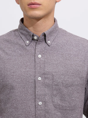 Floyd - Brushed Melange Plain Shirt - Brown - Espanshe