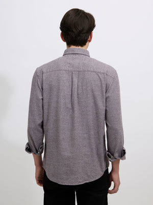 Floyd - Brushed Melange Plain Shirt - Brown - Espanshe