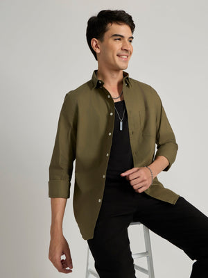 Fakaro - Turkish Fit Oxford Shirt - Olive Green - Espanshe