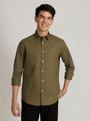 Fakaro - Turkish Fit Oxford Shirt - Olive Green - Espanshe