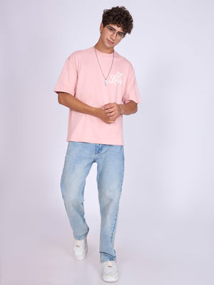Trace - Full Of Love Printed Loose Fit T-Shirt - Pink - Espanshe