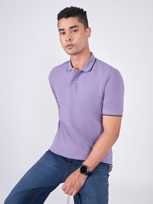 Orwell - Polo T-Shirt with Contrast Tipping - Dusted Grape - Espanshe
