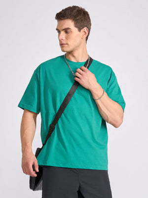 Tibald - Oversized Round neck T Shirt - Green - Espanshe