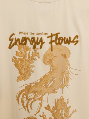 Loveex - Energy Flows Graphic Back Print Cream T-Shirt - Espanshe