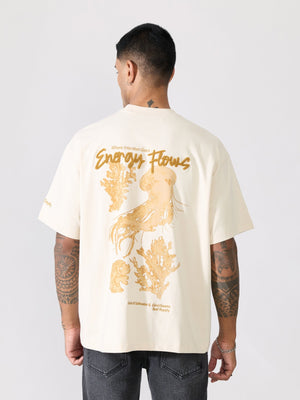Loveex - Energy Flows Graphic Back Print Cream T-Shirt - Espanshe