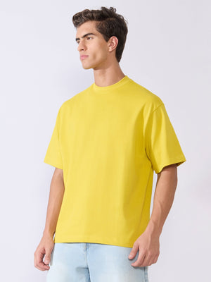 Vynora - Loose Fit Round Neck T-Shirt - Yellow Jasmine - Espanshe