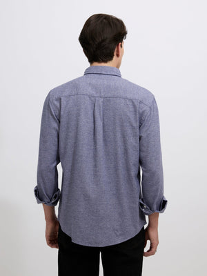 Floyd - Brushed Melange Plain Shirt - Blue - Espanshe