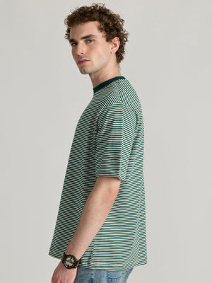 Ionathan - Striped Crew T-Shirt - Green - Espanshe
