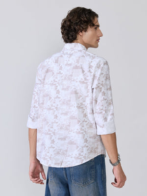 Nefilo - Oxford Printed Shirt - Taupe - Espanshe
