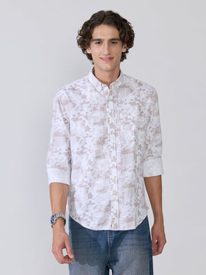 Nefilo - Oxford Printed Shirt - Taupe - Espanshe