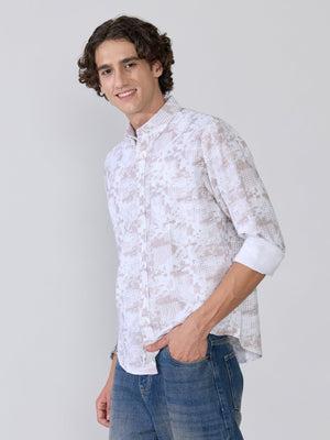 Nefilo - Oxford Printed Shirt - Taupe - Espanshe