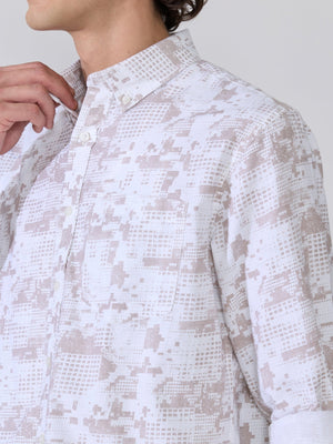 Nefilo - Oxford Printed Shirt - Taupe - Espanshe