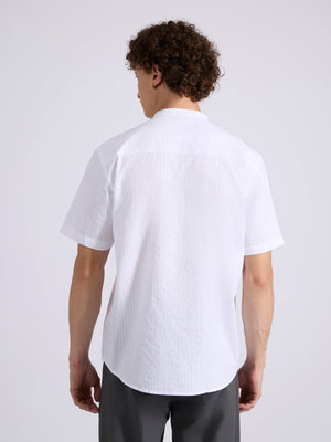 Zabriel - Band Collar Striped Shirt - White - Espanshe
