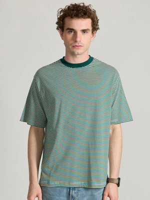Ionathan - Striped Crew T-Shirt - Green - Espanshe