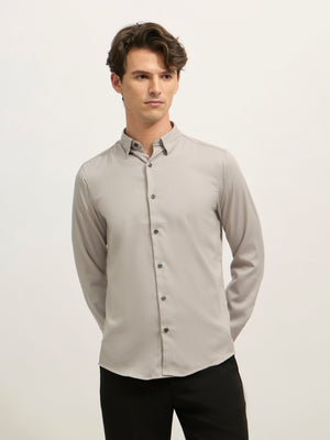 Ivar - Turkish Fit Striped Shirt - Sand Grey - Espanshe