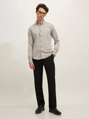 Ivar - Turkish Fit Striped Shirt - Sand Grey - Espanshe