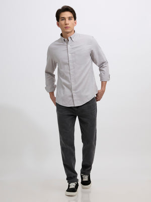 Men's Brushed Melange Plain Shirt in light gray