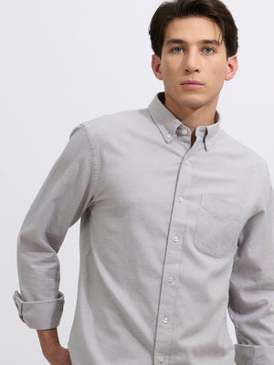 Floyd - Brushed Melange Plain Shirt - Light Grey - Espanshe
