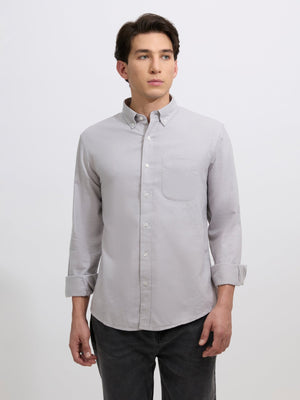 Floyd - Brushed Melange Plain Shirt - Light Grey - Espanshe