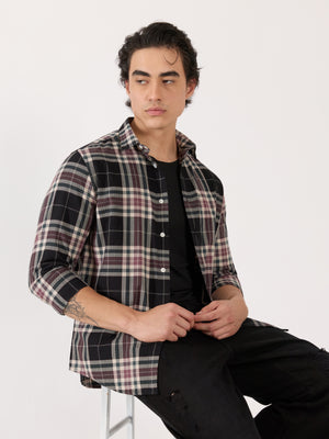 Men's Turkish Fit Checked Shirt - black