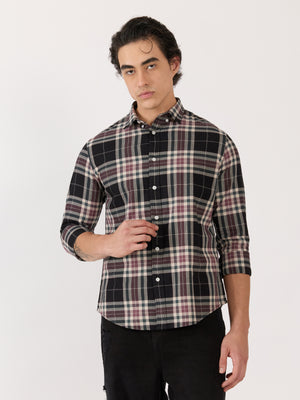 Men's Turkish Fit Checked Shirt - black