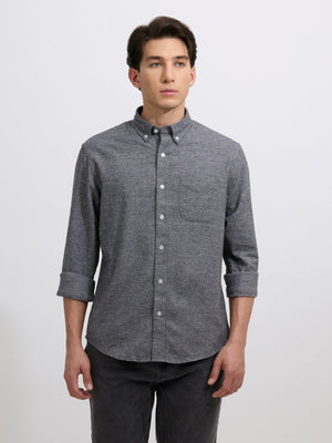 Floyd - Brushed Melange Plain Shirt - Dark Grey - Espanshe
