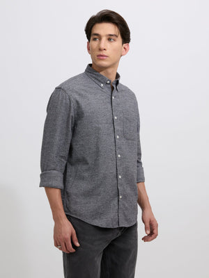 Floyd - Brushed Melange Plain Shirt - Dark Grey - Espanshe