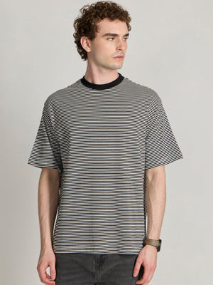 Ionathan - Striped Crew T-Shirt - Black - Espanshe