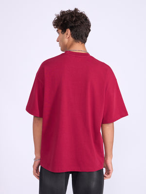 Men's Printed Baggy T-Shirt - cranberry
