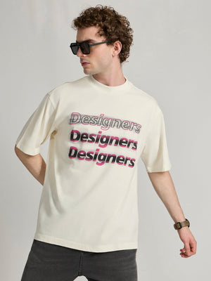 Lona - Designers Printed Baggy T-Shirt - Cream - Espanshe
